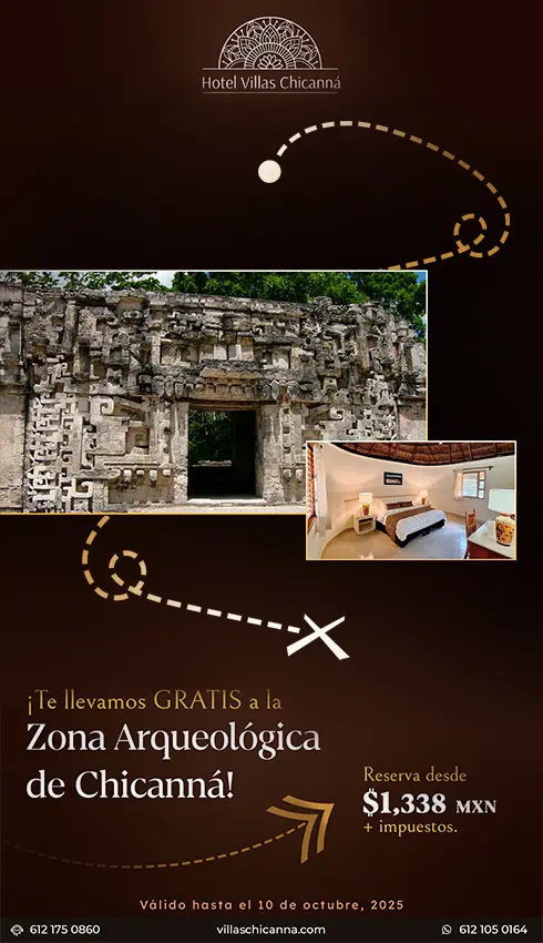 Oferta especial, Zona arqueológica de Chicanná, Hotel Villas Chicanna